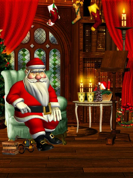 Oturma odasından, Noel Baba — Stok fotoğraf