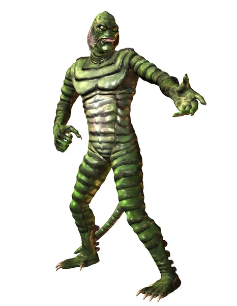 緑の爬虫類怪獣に立っています。 — ストック写真