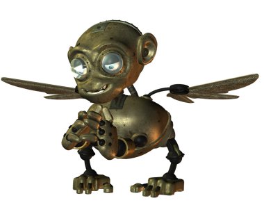 Little evil monkey made ​​of metal clipart