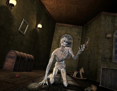 Undead in an old room clipart