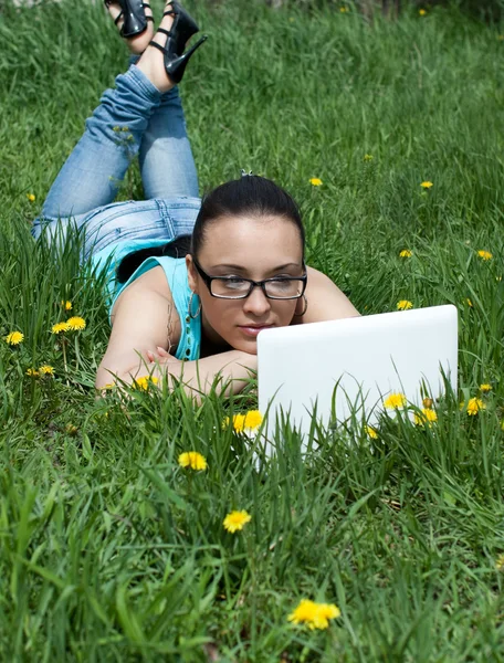 stock image Girl with laptop