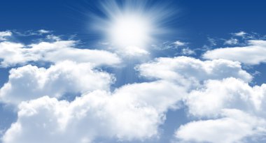 bulutlar ve güneş güzel bir mavi gökyüzü arka planda fotoğrafı