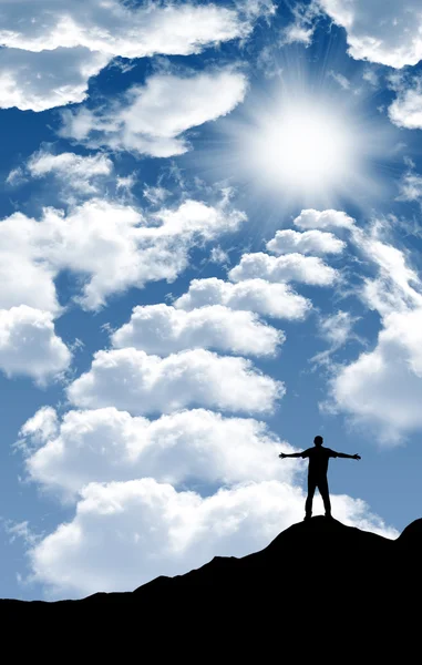 stock image Photo of clouds and sun in the background of a beautiful blue sky