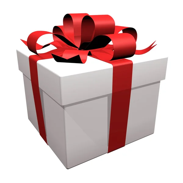 Hermosa caja de regalo con un arco y cintas grúas —  Fotos de Stock