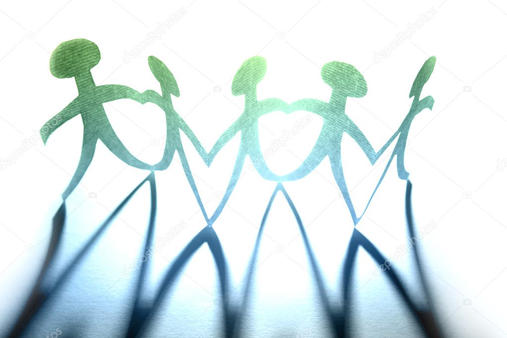 Group of paperchain holding hands