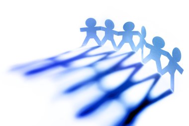 Team of blue holding hands clipart