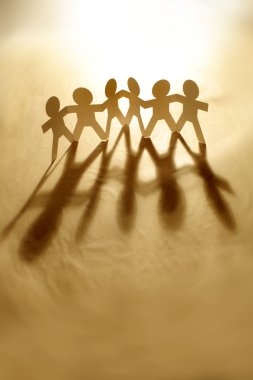 Team of six holding hands clipart