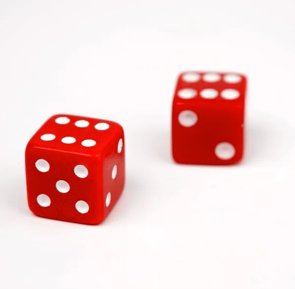 Two red dice isolated on white background — Stock Photo, Image
