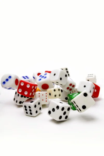 Dice rolling on plain background, copy space — Stock Photo, Image