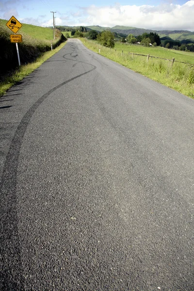 Skid marks on road — Stock Photo, Image