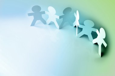 Group of six holding hands. Copy space clipart