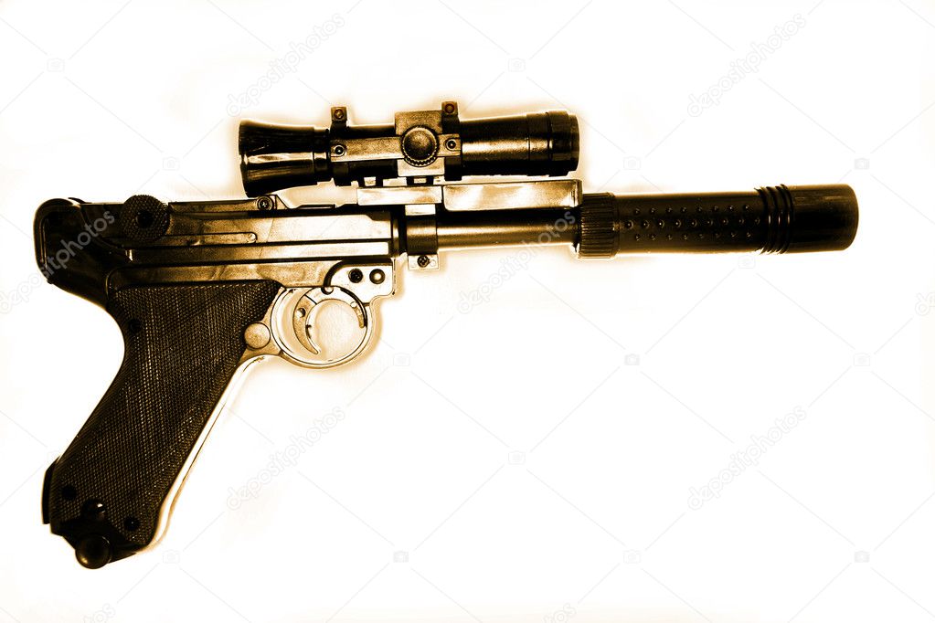 Handgun on white background