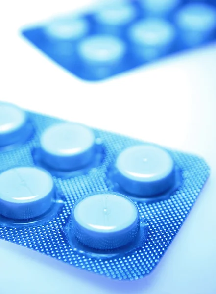 Close-up van pillen binnen de blisterverpakkingen — Stockfoto