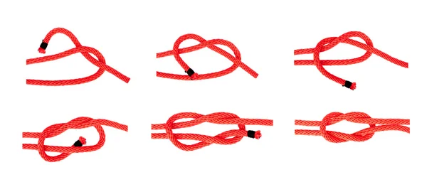 Knotenserie: Riffknoten oder Quadratknoten — Stockfoto