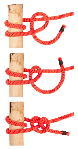 Knot series : round turn and two half hitch — Stock Photo, Image