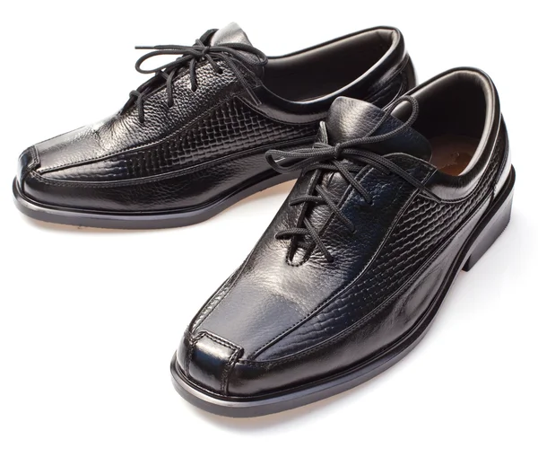 Black geniune leather businessmen's shoes on white — Stock Photo, Image