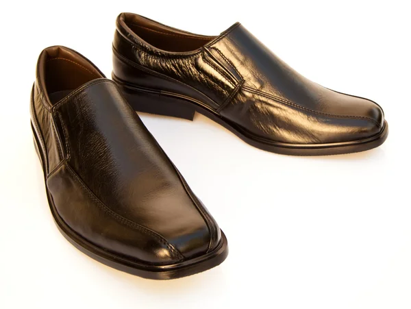 Παπούτσια δερμάτινο μαύρο geniune επιχειρηματιών σε λευκό — Φωτογραφία Αρχείου