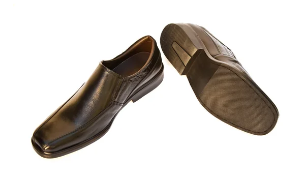 Zapatos de negocios de cuero geniune negro en blanco — Foto de Stock
