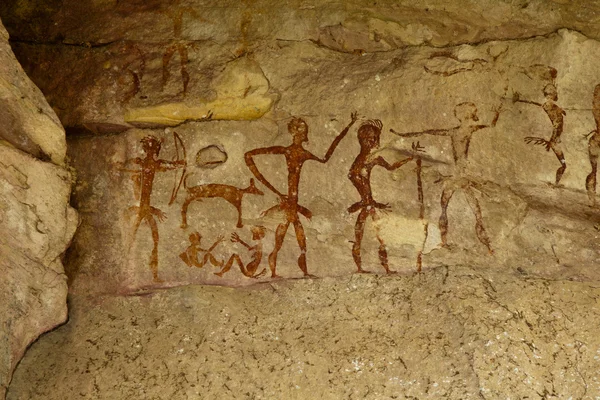 Pintura arqueológica prehistórica de barrancos humanos — Foto de Stock
