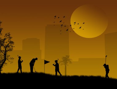 Golf players background clipart