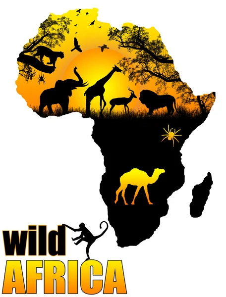 野生のアフリカのポスター — ストックベクタ
