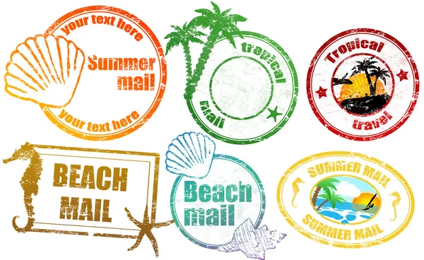 Τροπικά καλοκαίρι γραμματόσημα — Διανυσματικό Αρχείο
