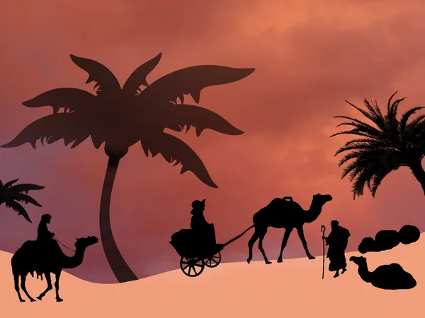 Оазис в пустыне Сахара — стоковый вектор