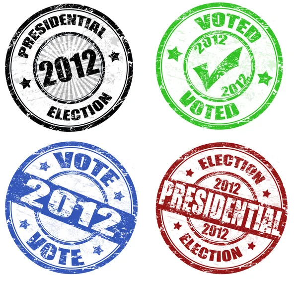 Set van presidentsverkiezingen grunge postzegels — Stockvector