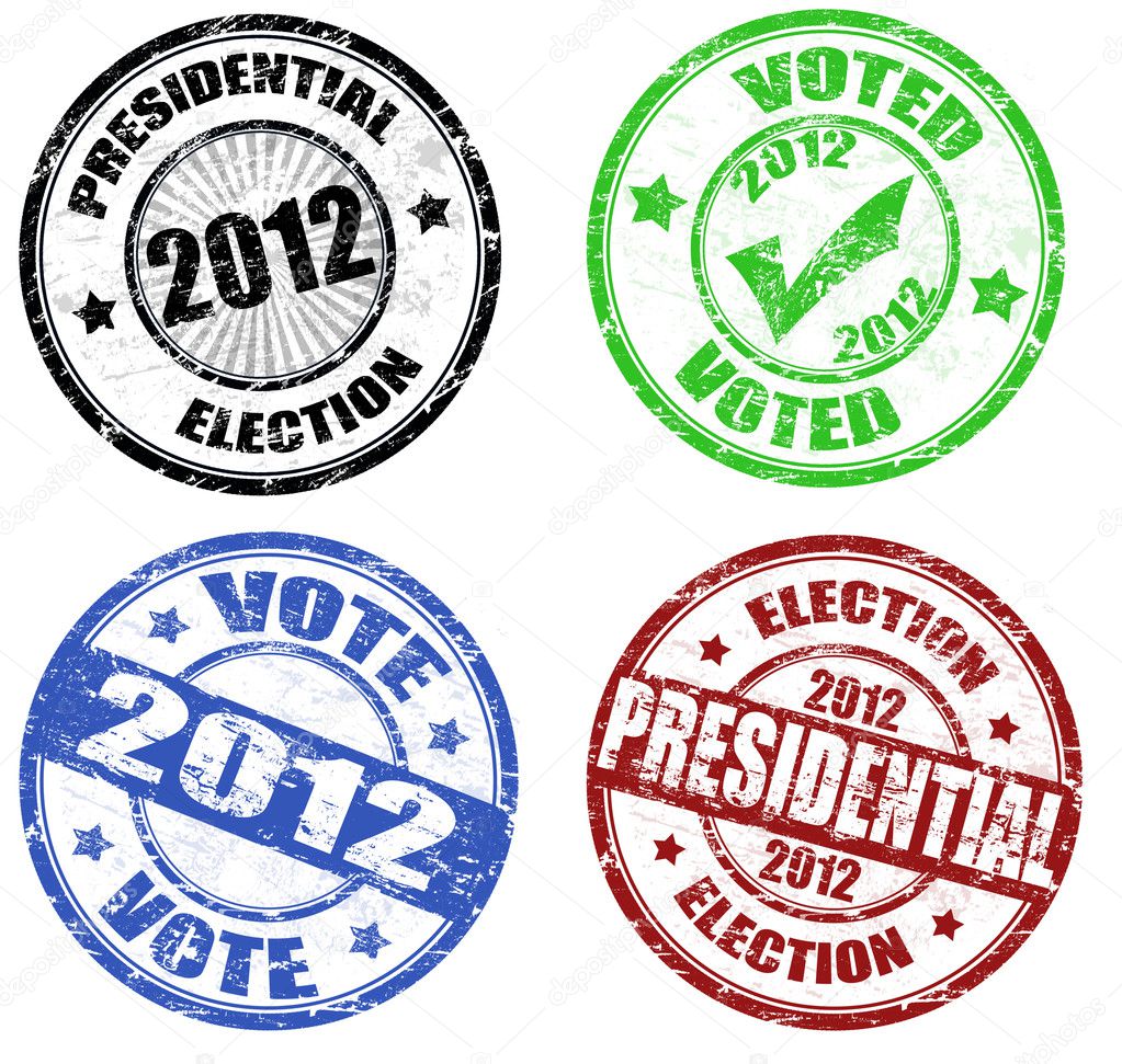 Set of presidential election grunge stamps