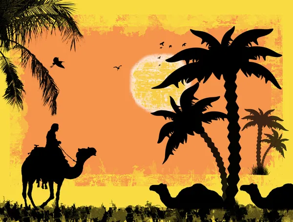 Kamele in der Wüste — Stockvektor