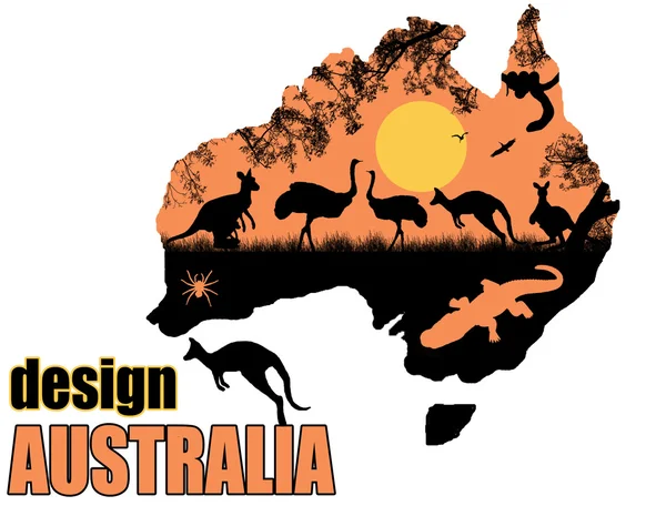 वन्य ऑस्ट्रेलिया पोस्टर — स्टॉक व्हेक्टर