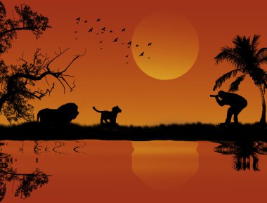 Photographers at safari clipart