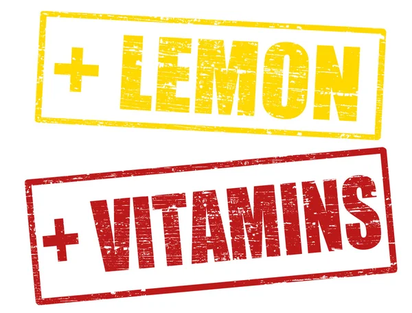 Limon ve + vitamin pullar — Stok Vektör