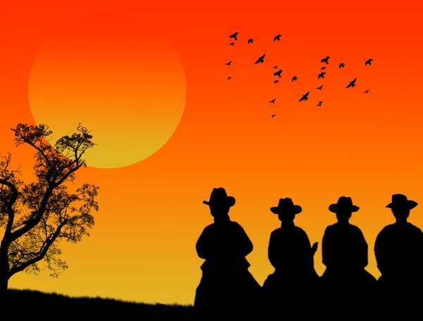 Silhouette de cow-boys — Image vectorielle