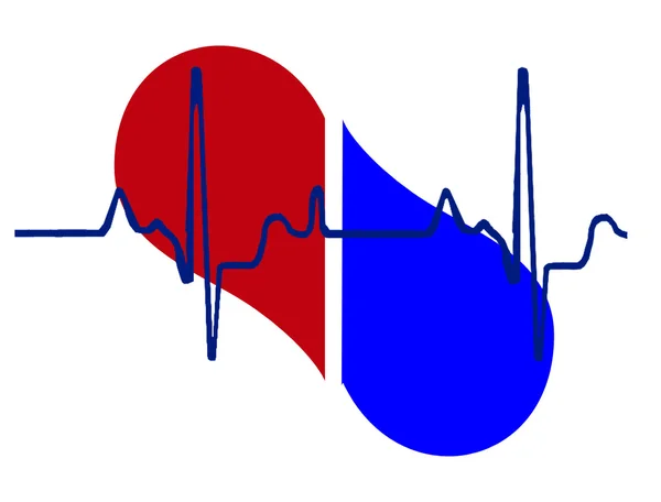 Demi-cœur et fond de battement de coeur — Image vectorielle