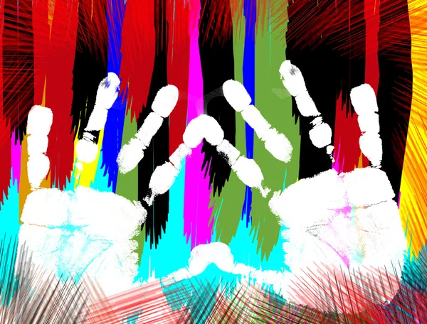 Kleurrijke hand wordt afgedrukt — Stockvector