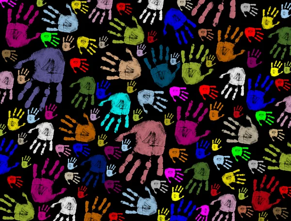 Empreintes de main colorées — Image vectorielle