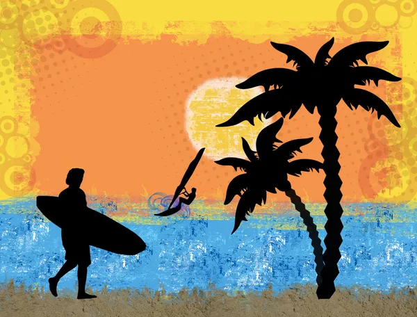 Surf grunge scène — Image vectorielle