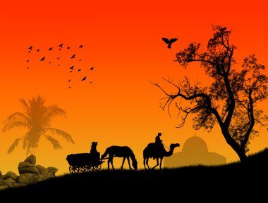 Arabian sunset clipart