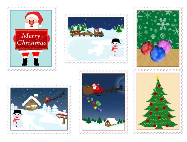 Collection of Christmas stamps — Stock Vector