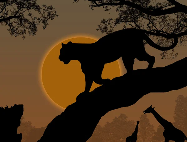 Panther på ett träd — Stock vektor