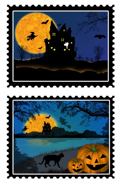 Cadılar Bayramı pullar — Stok Vektör