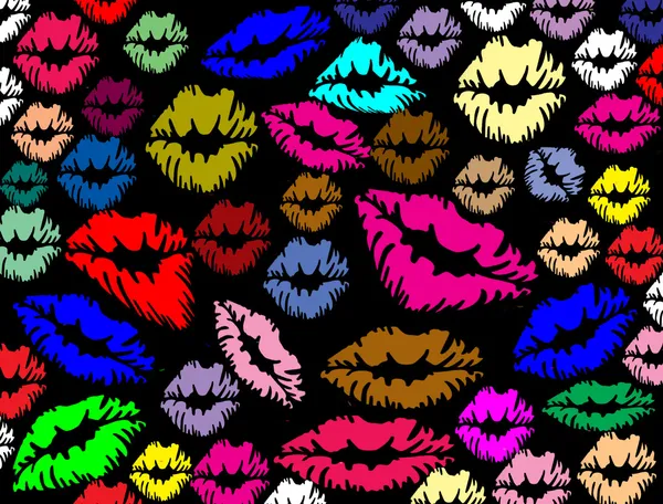 Impressions de lèvres colorées — Image vectorielle