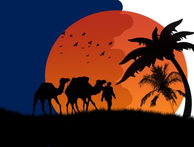 Sunset in the Sahara Desert clipart