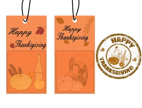 Happy thanksgiving etiketter och stämpel — Stock vektor