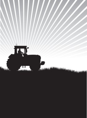 Tractor in a field clipart
