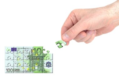 Hundred euros puzzle clipart