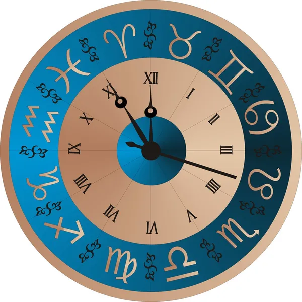 Relógio vetorial zodíaco — Vetor de Stock