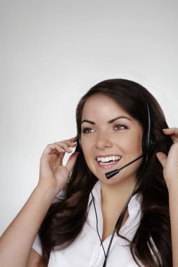 Woman with headset clipart