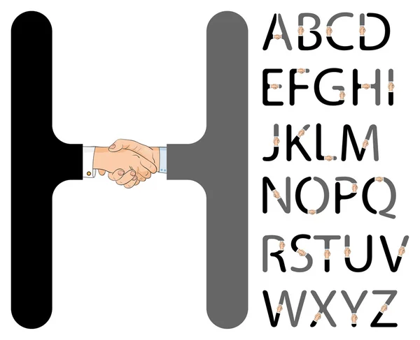Handdruk alfabet — Stockvector